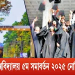 চট্টগ্রাম বিশ্ববিদ্যালয় ৫ম সমাবর্তন ২০২৫ নোটিশ প্রকাশ।